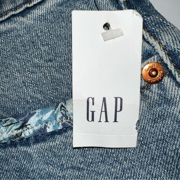 GAP Denim Patchwork Distressed Medium Wash Mini Skirt NWT Sz 27 - Picture 4 of 13